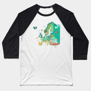 Map of Europe Baseball T-Shirt